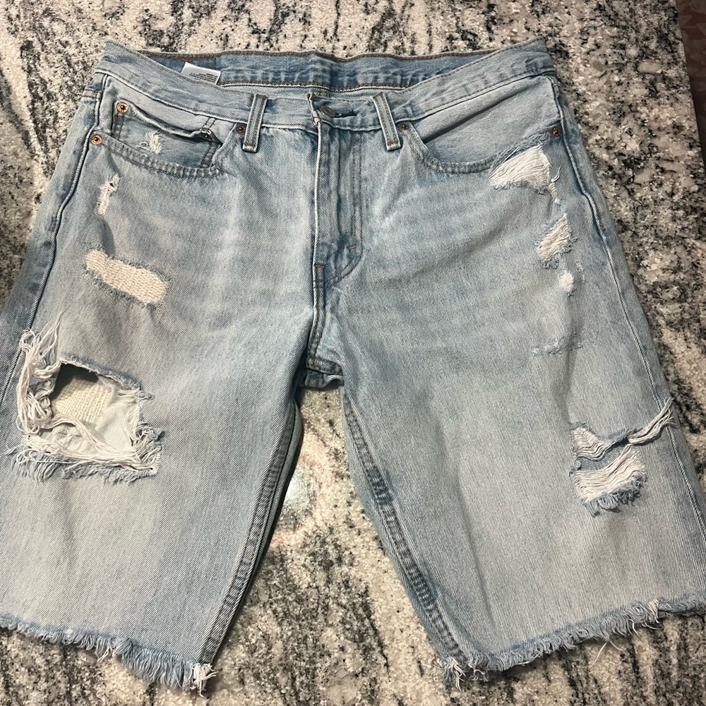 Levi's Light Blue Distressed Jean Shorts